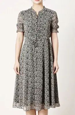 BCBG 小花柄 フリルシフォンワンピース ポール1331