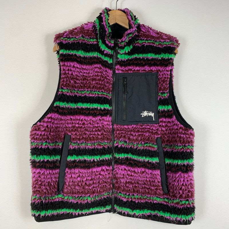 【中古品】 STUSSY ステューシー STRIPED FLEECE VEST 118468 ストライプ フリース ベスト ライトアウター 【142-260514-ko-02-tei】