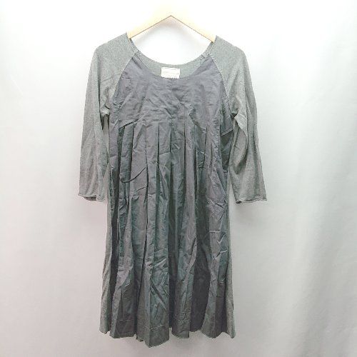 ◇ UNITED ARROWS クルーネック シンプル 春向け カジュアル 長袖 ロング丈 ワンピース 表記なし グレー レディース E 【1310050018559】