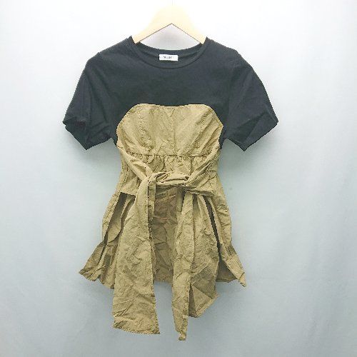 ◇ NOLLEY'S ラウンドネック きれいめ ツートン かわいい 半袖 ブラウス サイズ38 ベージュ ブラック レディース E 【1310050018078】