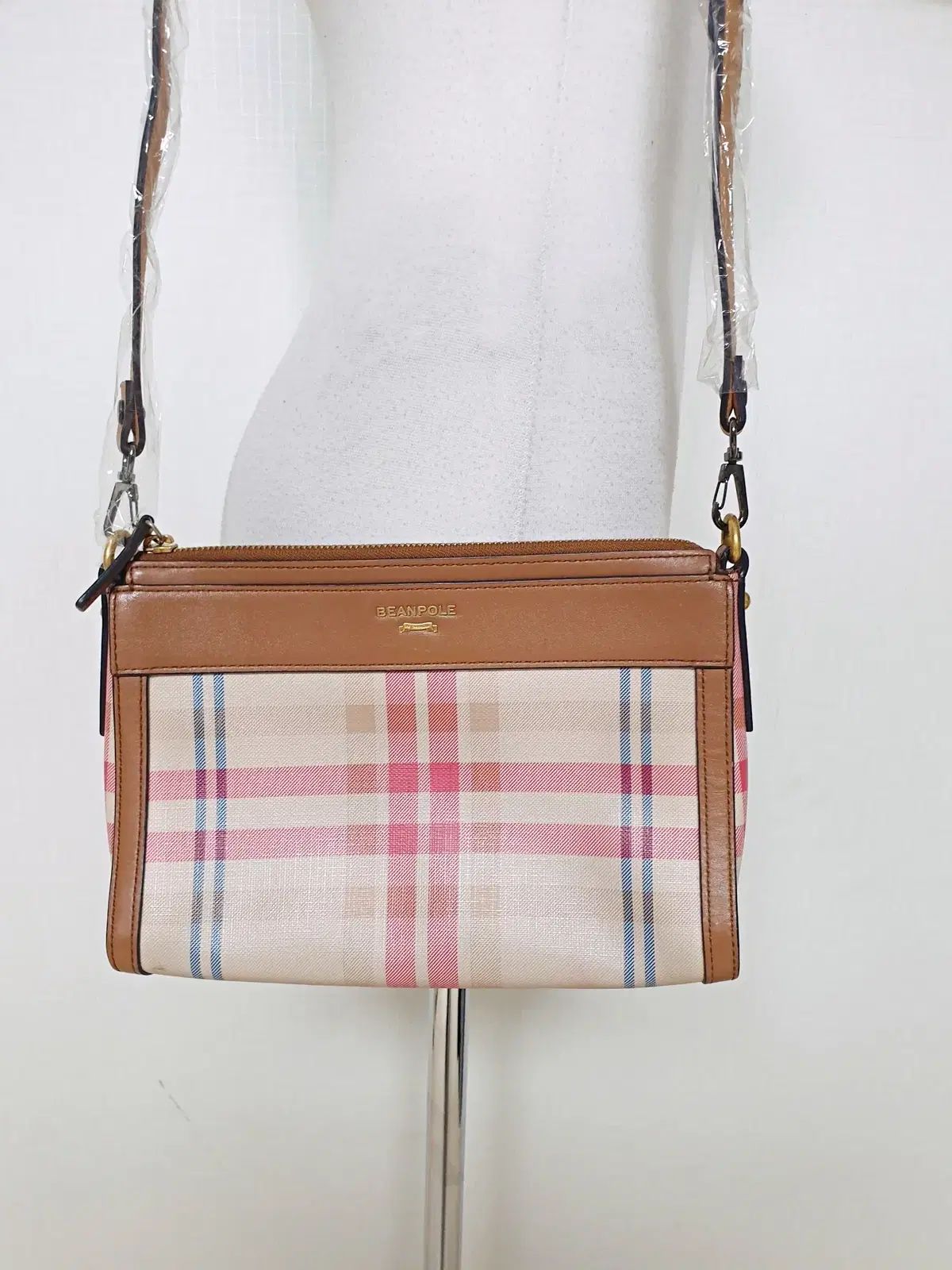 BEAN POLE ビーンポール クロスバック ピンク CHECK ブラウン