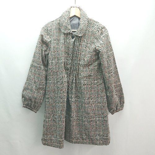 ◇ cutie blonde グレンチェック柄 アウター タック 裏地あり フロントボタン 長袖 コート サイズⅯ グレー レディース E 【1310050039226】