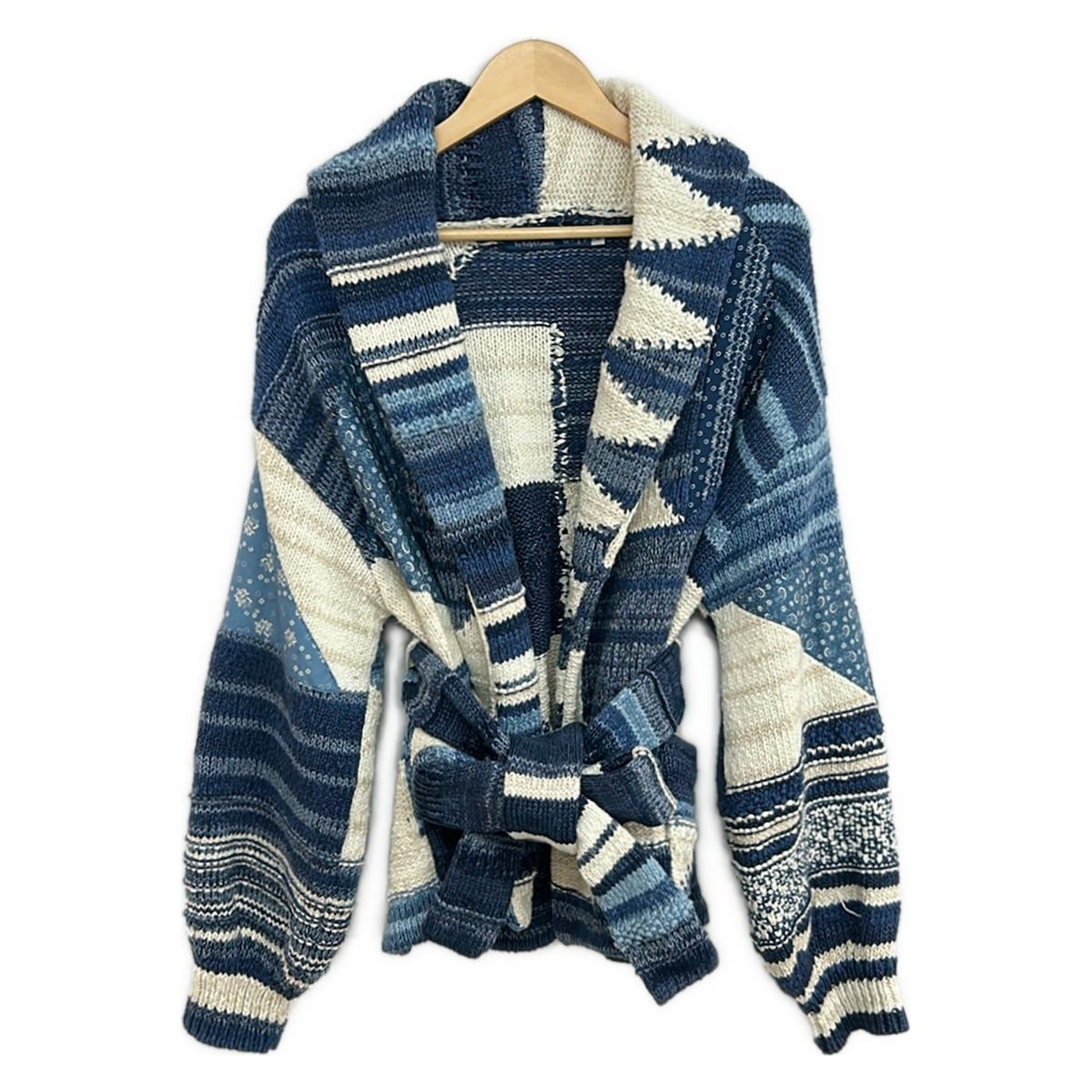 POLObyRalphLauren(ポロラルフローレン) コート サイズS レディース - ダークネイビー×アイボリー×マルチ 長袖/ニット/ショート丈/秋/冬