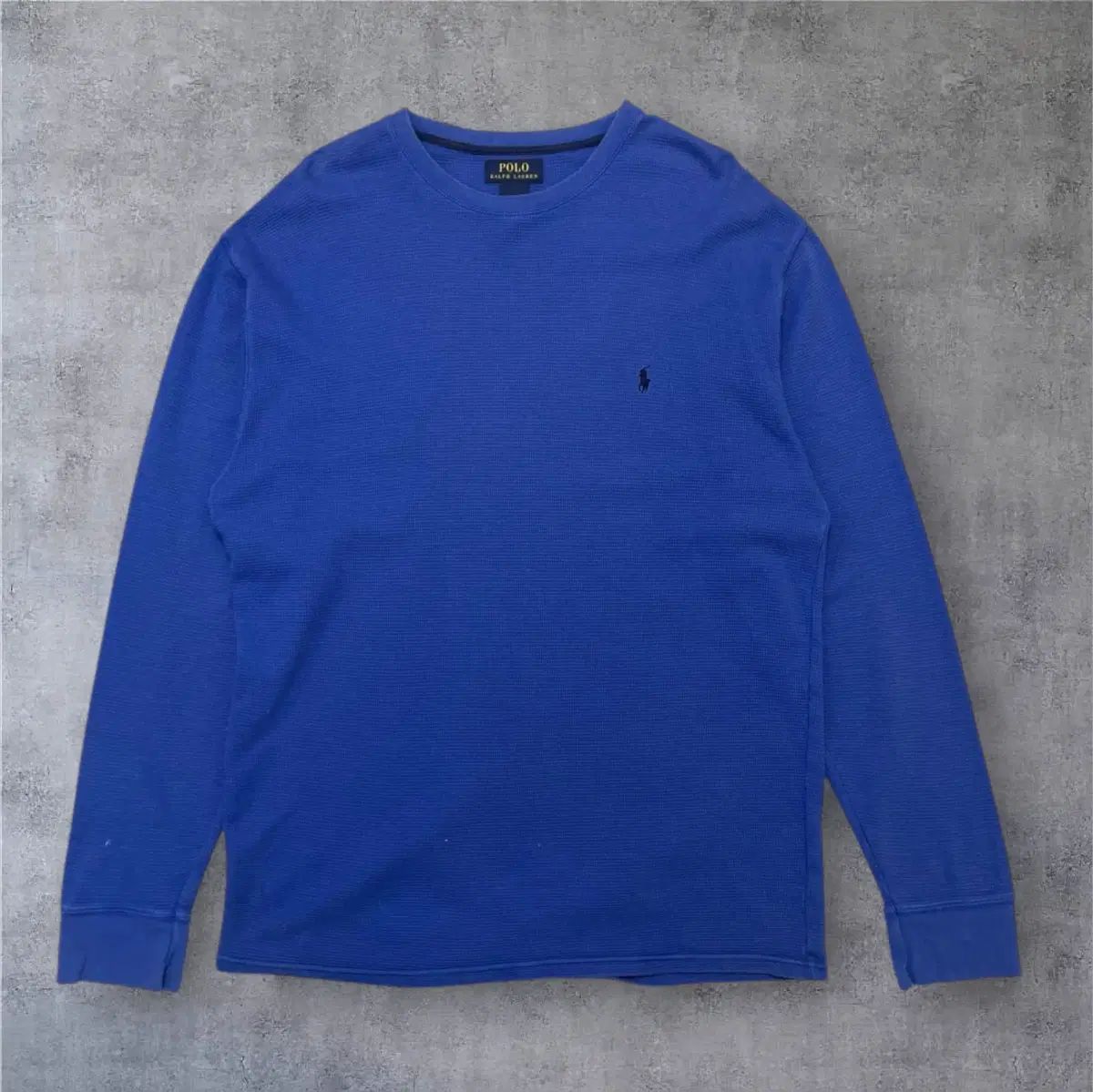 ポロラルフローレン ブルー ワッフル ロングスリーブ Tシャツ XL