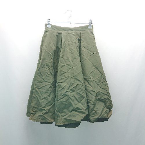 ◇ URBAN RESEARCH ROSSO ウエストゴム 裏地 薄手 春夏物 オシャレ 膝丈 フレア スカート サイズ36 グリーン レディース E 【1310130003598】
