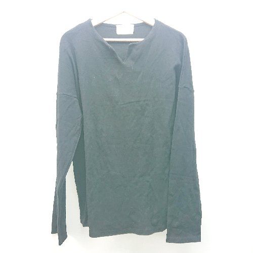 ◇ antiqua アンティカ 無地 スリットネック オーバーサイズ 長袖 カットソー サイズF ブラック レディース E 【1310130008975】