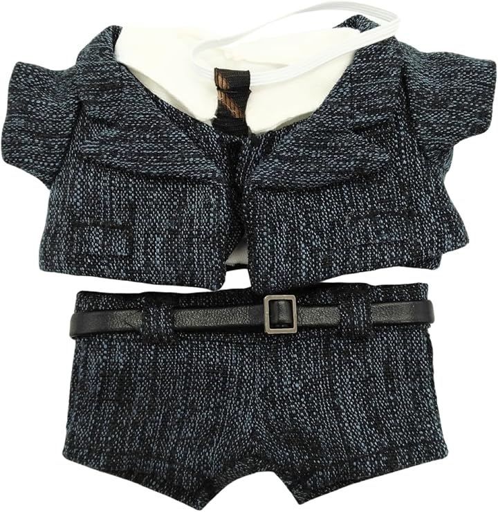 COZENTA Doll Plush Clothes Plush Clothes Shirt Pants Belt Suit Vest Necktie Set Cute (Navy, 15cm)