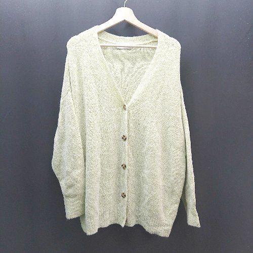 ◇ andie フロントボタン 前開き 羽織もの ニット Vネック 長袖 カーディガン サイズFREE グリーン レディース E 【1310130010473】