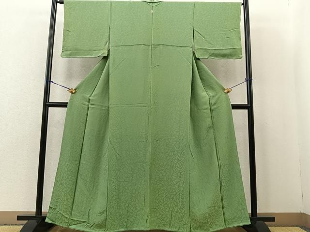 MO-00857 上質な色無地 草葉地紋 薄萌葱色 正絹 逸品 - メルカリ