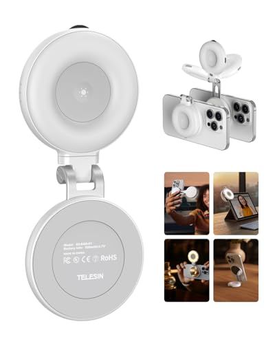 TELESIN C03 リングライト mag*safe対応 自撮りライト 撮影用ライト LEDライト マグセーフ 3段階色温度2700K?7500K 明るさ調節 180°折り畳み 360°回転 充電式 LEDライト スマホライト スマホスタン c41760e0