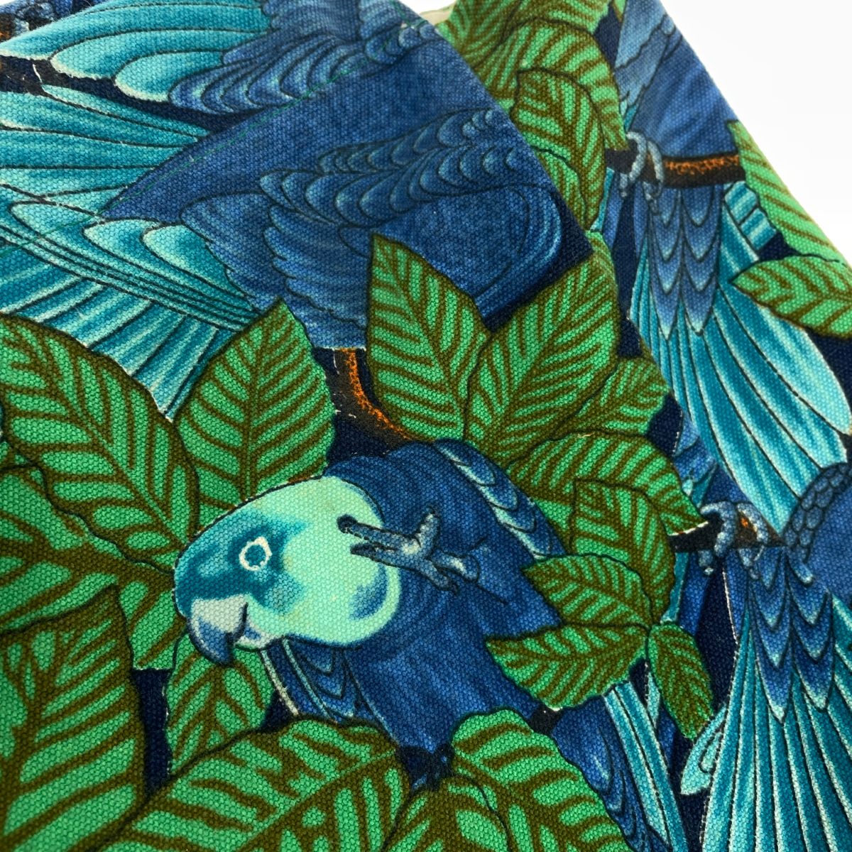 HERMES エルメス ラージトートバッグ ボタニカルプリント 鳥柄 インコ 