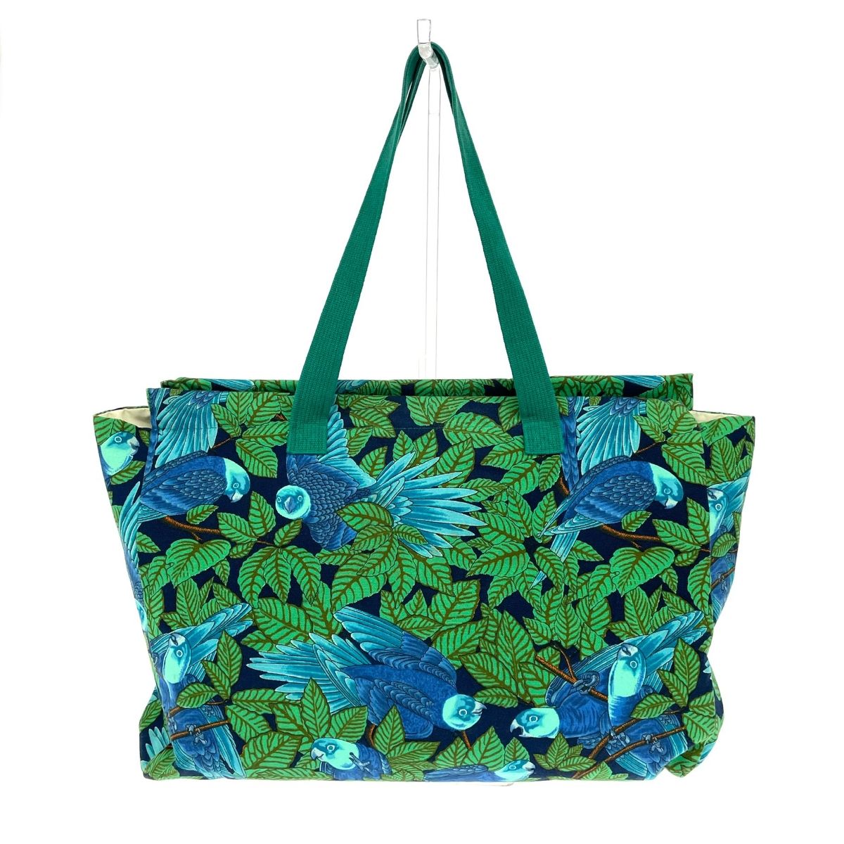 HERMES エルメス ラージトートバッグ ボタニカルプリント 鳥柄 インコ 