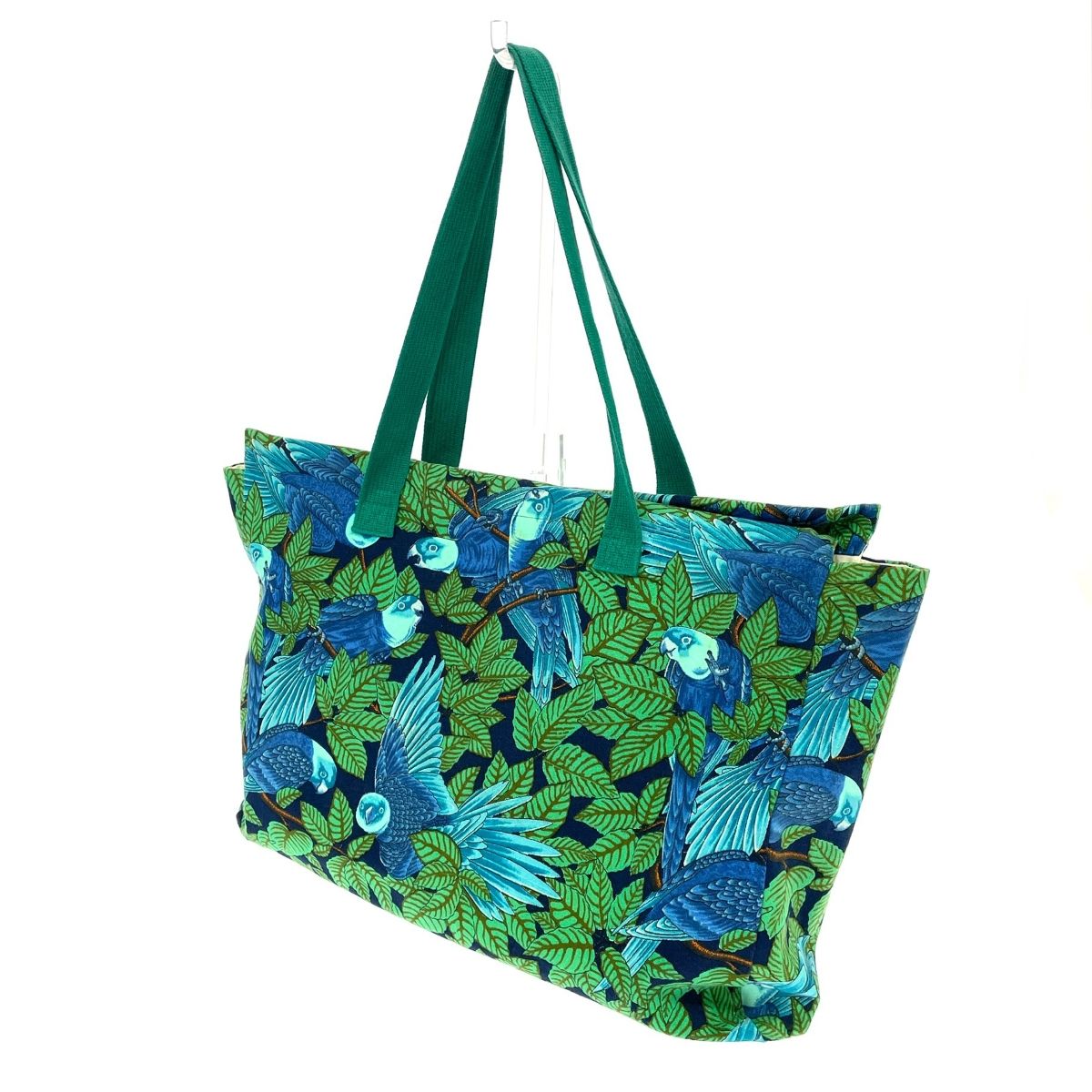 HERMES エルメス ラージトートバッグ ボタニカルプリント 鳥柄 インコ 
