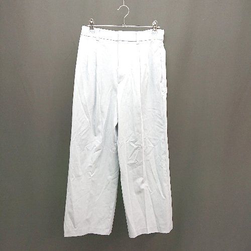 ◇ UNIQLO カジュアル シンプル オフィス ツータック パンツ サイズM ライトブルー レディース E 【1310130018264】