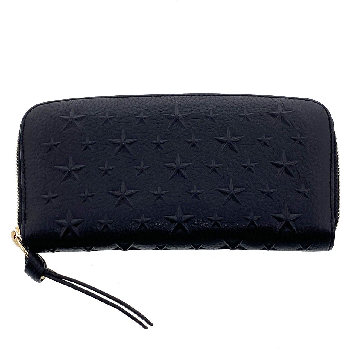 JIMMY CHOO ジミーチュウ ラウンドファスナー 長財布 長財布 レディース レザー ブラック 中古