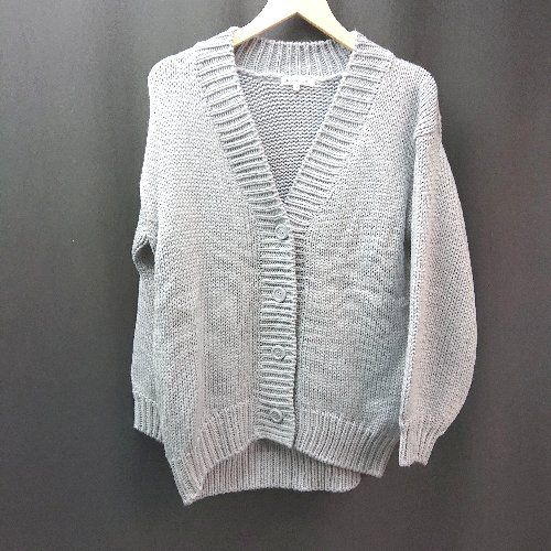 ◇ global work ニット セーター フロントボタン 前開き 羽織もの 長袖 カーディガン サイズM ブルー レディース E 【1310130020908】