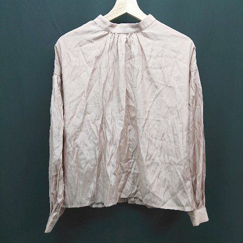 ◇ ViS ビス ラウンドネック 無地 光沢感　シンプル 長袖 シャツ サイズＦ ピンク レディース E 【1310130023152】