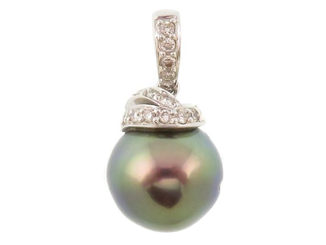 JEWELRY　ジュエリー ペンダントトップ　 K18ホワイトゴールド　ブラックパール/ダイヤモンド0.17ct　約4.0g レディース【中古】【207】2120500312125