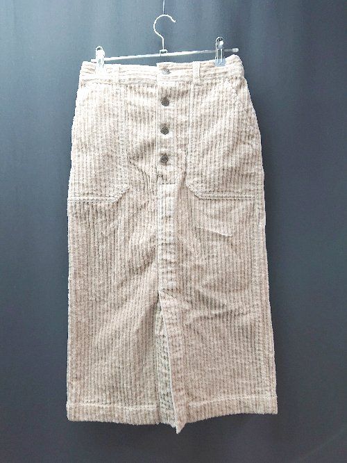 ◇ Heather ヘザー コーデュロイ　厚手 シンプル 無地 ロング タイト スカート サイズS ブラウン レディース E 【1310130023701】