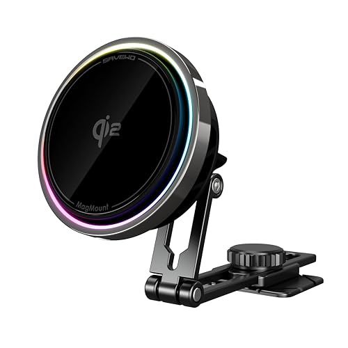 【Qi2認証】SAVEWO MagMount PRO ワイヤレス充電スタンド 15W急速充電対応 MagSafe互換 高速冷却ファン搭載 RGBライト iPhone/Android対応 マグネット式 車載/卓上両用 MM-W15Q2 (MM-W15Q2)as