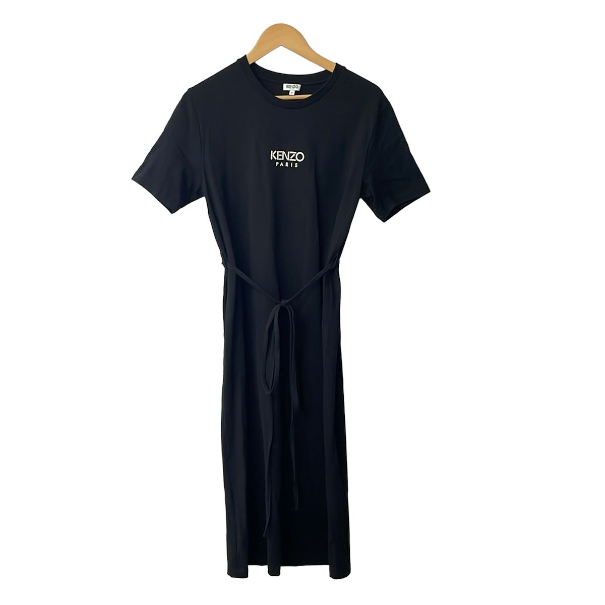 KENZO(ケンゾー) ワンピース サイズS レディース - 黒 クルーネック/半袖/ロング