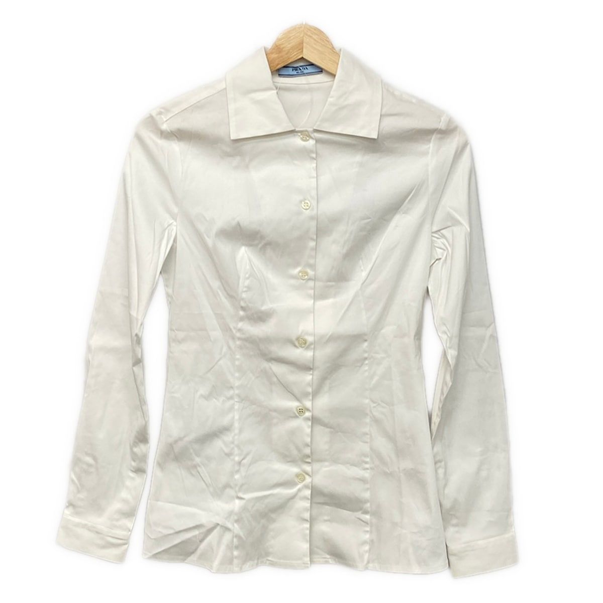 PRADA(プラダ) 長袖シャツブラウス サイズ36 S レディース美品 - 白 
