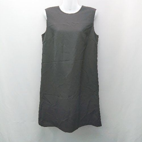 ◇ NATURAL BEAUTY BASIC バックジップ スリーブレス 無地 ワントーン ひざ丈 ワンピース サイズL ブラック レディース E 【1310130038453】
