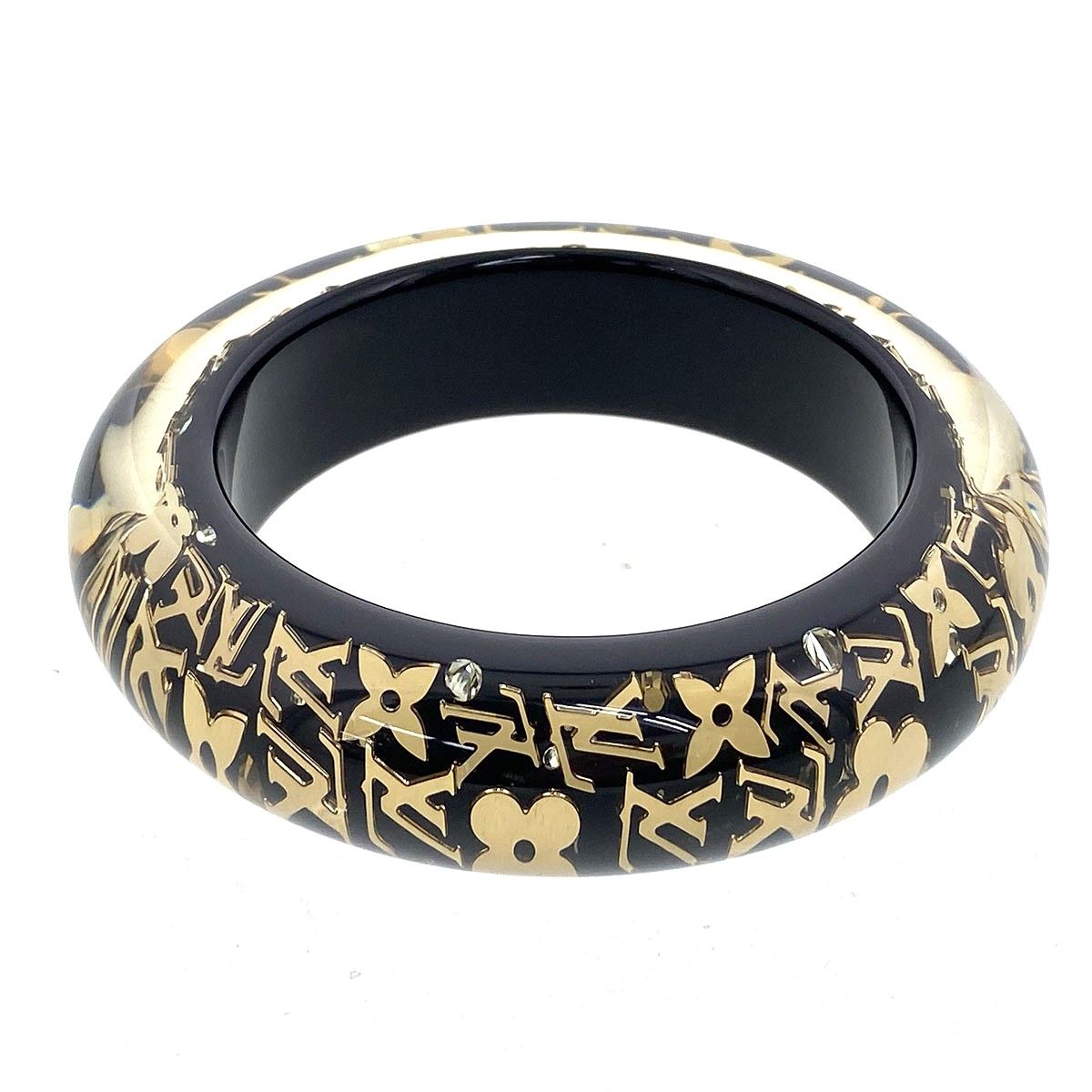 LOUIS VUITTON ルイ・ヴィトン ブラスレ アンクルージョン GM バングル M66254 ブラック ゴールド 中古