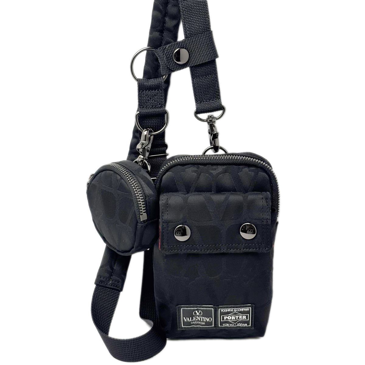 【中古】 ヴァレンティノ ガラヴァーニ ポーター コラボ ショルダー ショルダーポーチ ケース付き トワルイコノグラフ柄 ナイロン ブラック 4Y0B0C70LGN 中古】 ヴァレンティノ ガラヴァーニ ポーター コラボ ショルダー