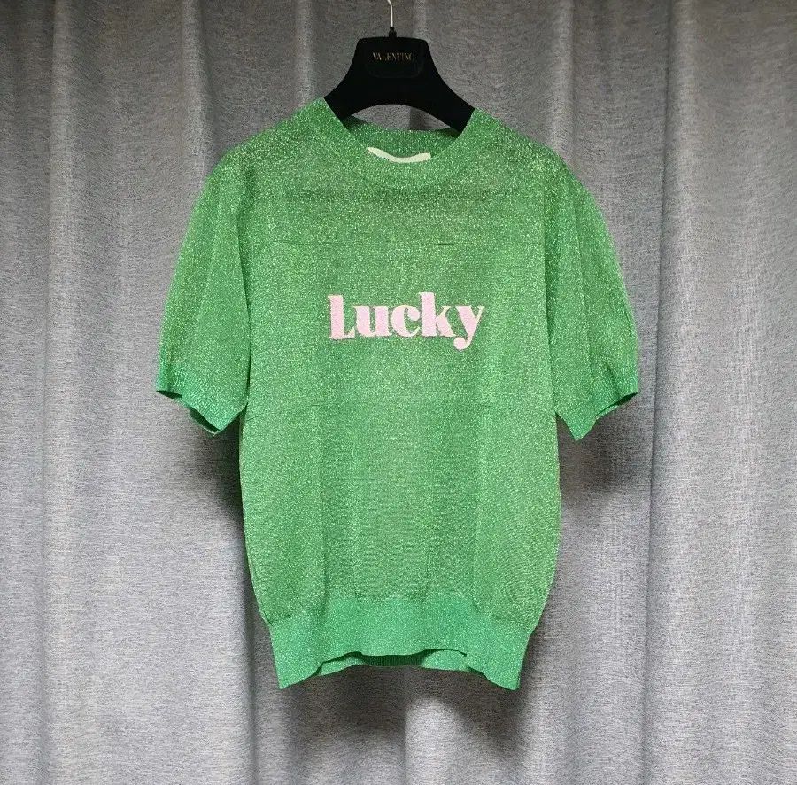 LUCKYCHOUETTE ラッキーシュエトゥ ラメパール感 薄いニット半袖Tシャツ s m