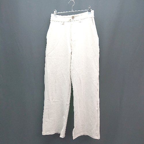 ◇ LOWRYS FARM ストレッチ ウエストバックゴム ハイウエスト ワイドパンツ サイズL グレージュ レディース E 【1310130049053】