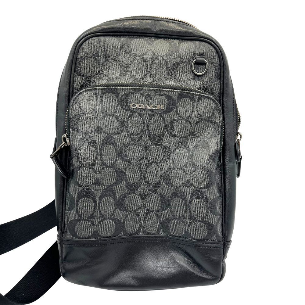 【玉津店 中古】COACH コーチ シグネチャー ボディーバッグ ブラック グレー C2932 TA2600871
