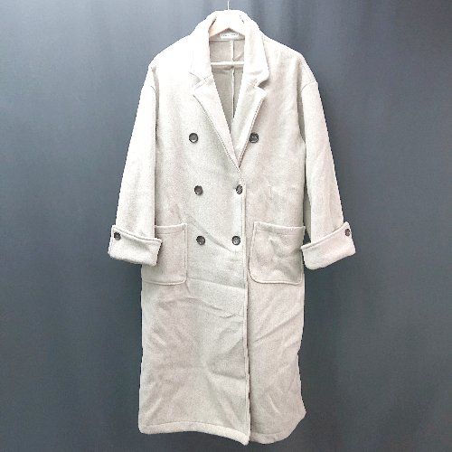 ■ natural couture ナチュラルクチュール 起毛 厚手 ダブルボタン カジュアル 長袖 コート サイズF ベージュ レディース E 【1310300006282】