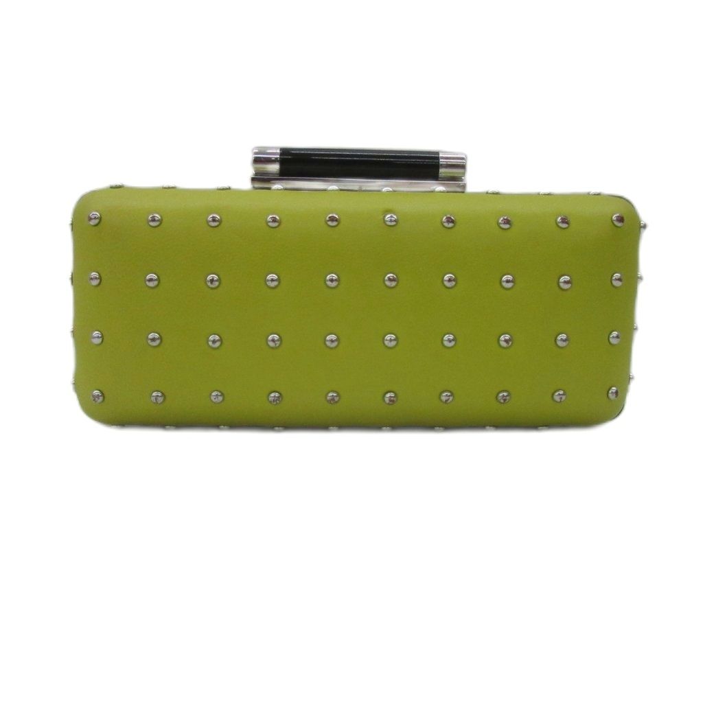 ダイアンフォンファステンバーグ DIANE von FURSTENBERG クラッチバッグ ショルダーバッグ 斜めがけ 2way 黄色 イエロー スタッズ ハードケース チェーン付き /YS22 ■GY99