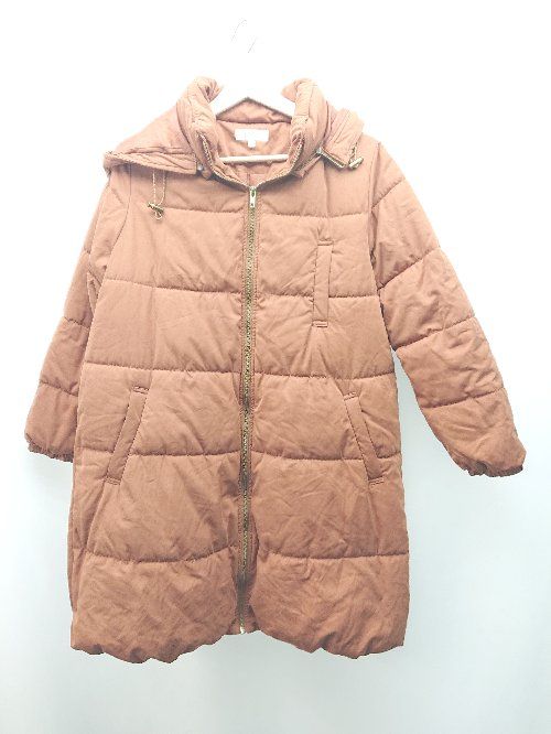◇ Field Dream シンプル 秋冬素材 防寒 フロントファスナー 長袖 ダウンジャケット サイズ0 テラコッタ レディース E 【1310300018766】