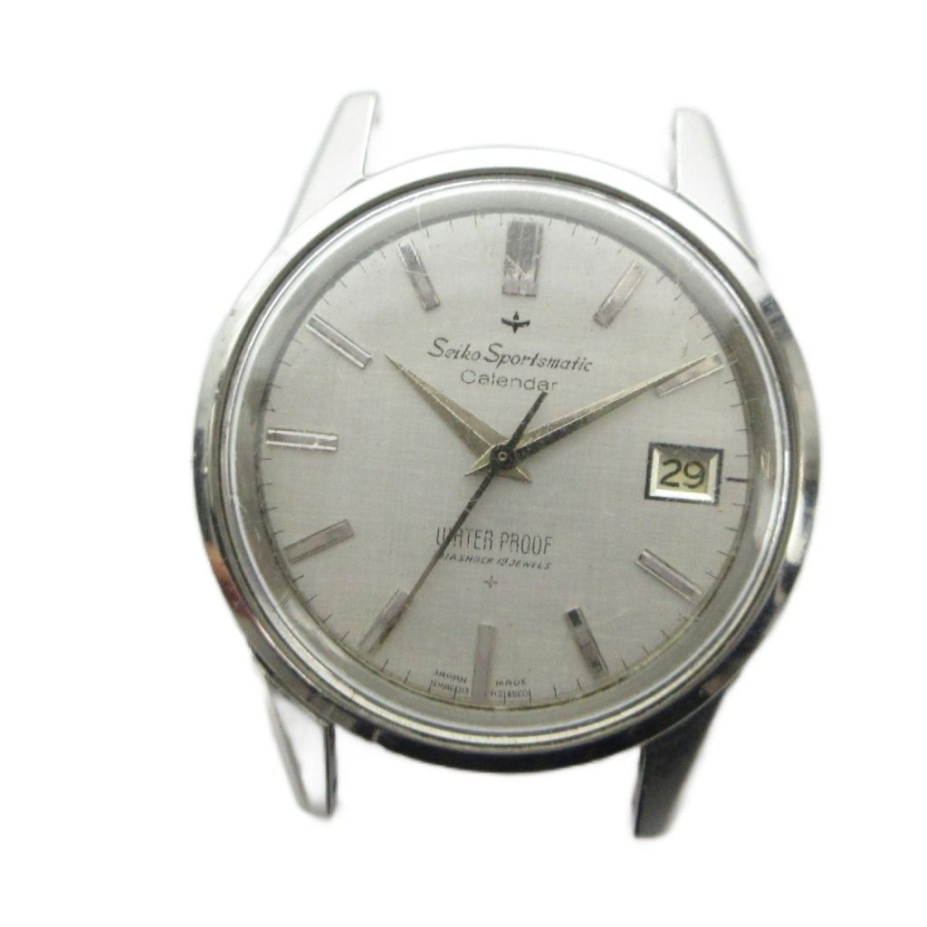 セイコー SEIKO Sportsmatic Calendar スポーツマチック カレンダー J13057 腕時計 ケースのみ 自動巻き デイト カレンダー付き イルカ 絹目 19石 シルバー色 ■GY18 /MQ