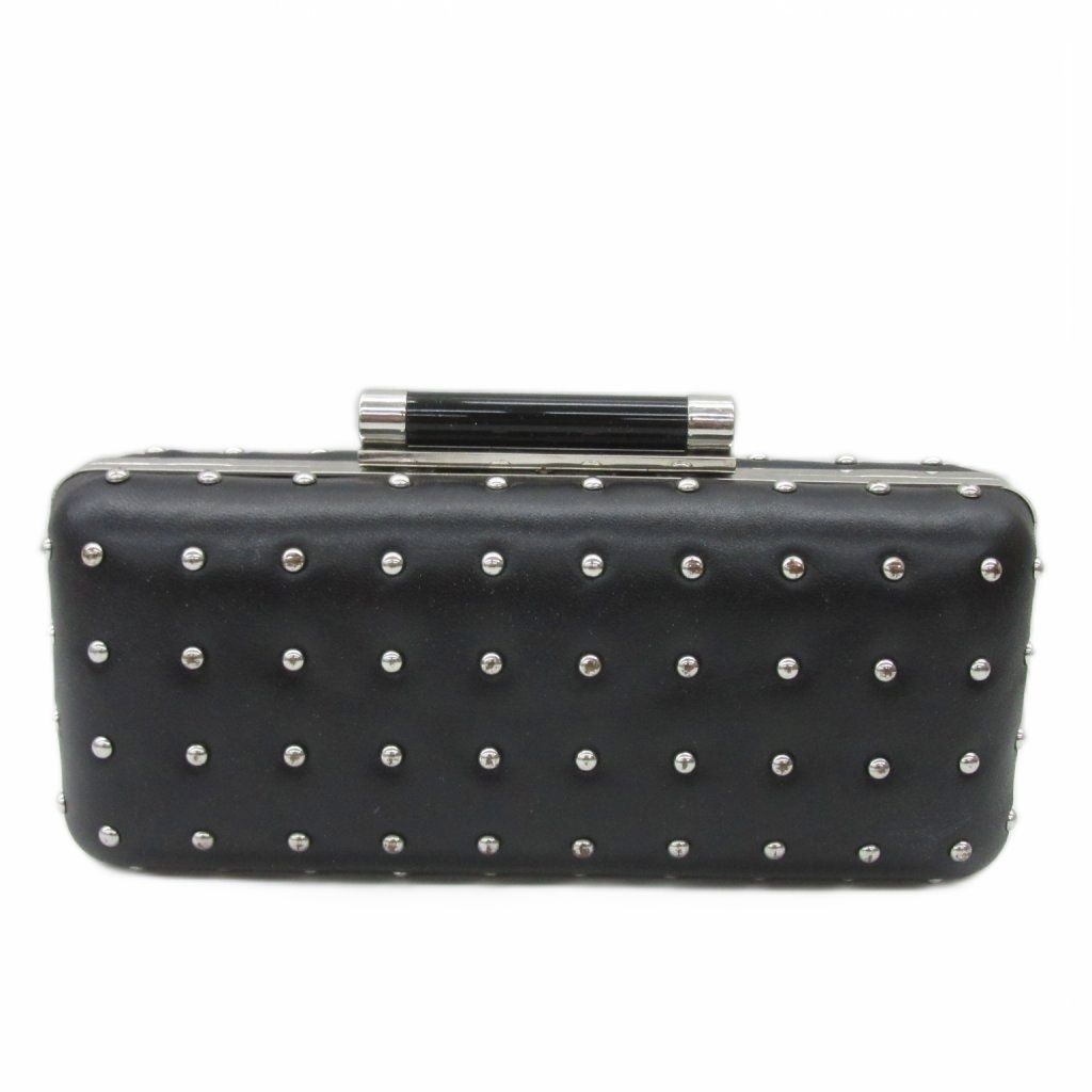 ダイアンフォンファステンバーグ DIANE von FURSTENBERG クラッチバッグ ショルダーバッグ 斜めがけ 2way 黒 ブラック スタッズ ハードケース チェーン付き /YS21 ■GY99
