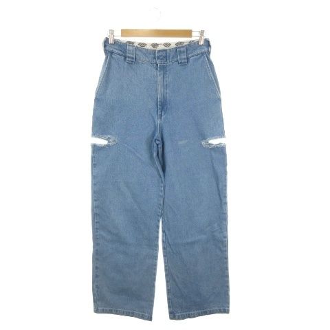 ディッキーズ Dickies デニムパンツ ジーンズ サイドカット ダメージ加工 テーパード L 青 ブルー /AH28 ■GY99