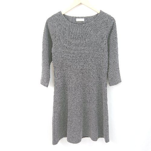 ◇ ◎ anySiS エニィスィス フェミニン 上品 無地 長袖 ロング丈 ワンピース サイズ2 チャコールグレー レディース E 【1310300034384】