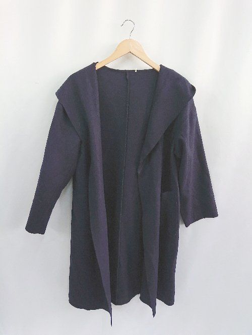 ◇ wcloset ダブルクローゼット フード 無地 生地薄手 長袖 コート サイズF ネイビー レディース E 【1310300039051】