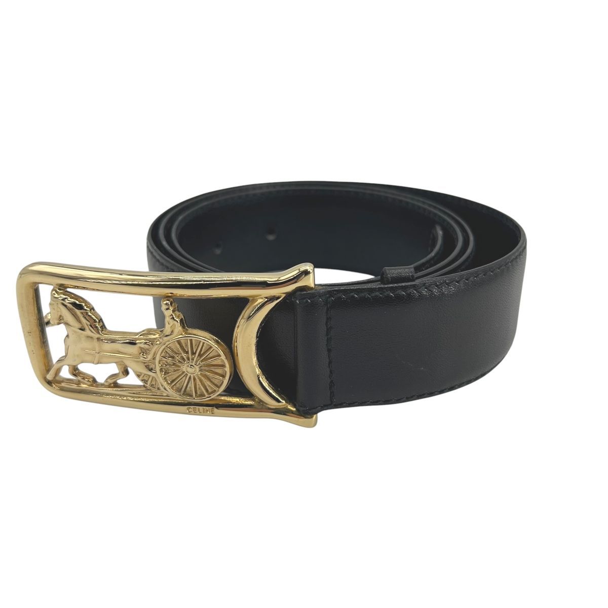 【中古】 CELINE セリーヌ バックル 馬車金具バックルベルト 黒 BK レディース 26012775 CA