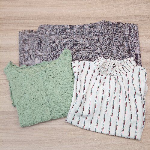 ◇ 《 w closet まとめ売り3点セット サイズM F チェック ウエストゴム 総柄 メロウ スカート カットソー レディース 》 E 【1310300044499】