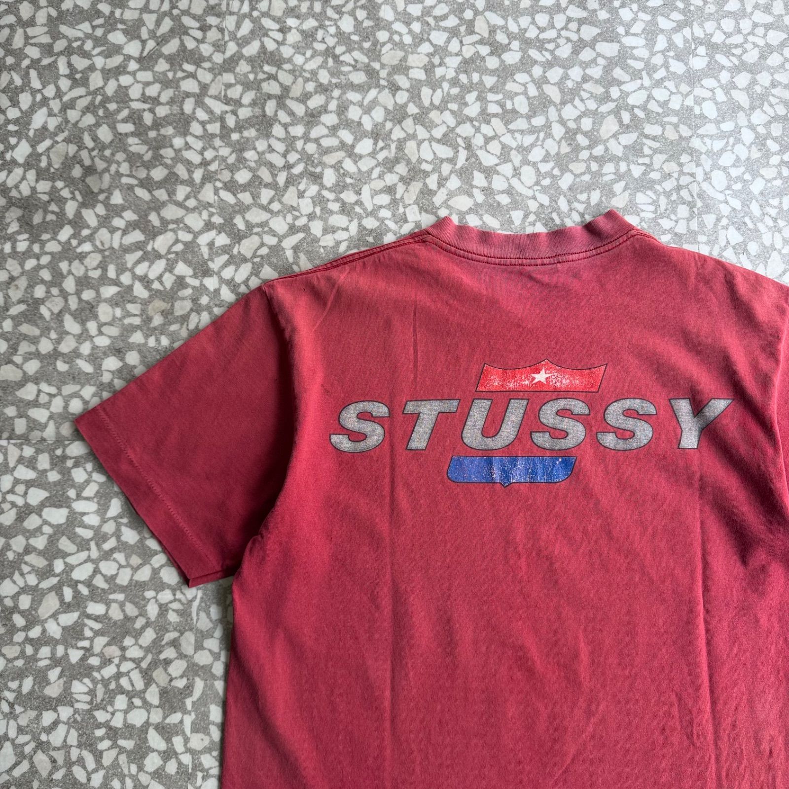 STUSSY / 90’s usa製 fade T-shirt size L オールドステューシー　シングルステッチ アメリカ製 バックプリント ストリート　ユニセックス　半袖 sk8 ビッグロゴ