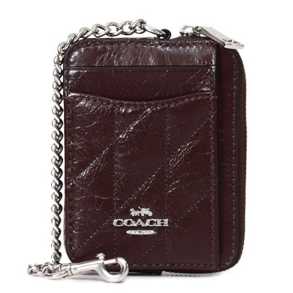 コーチ コインケース COACH レザー キルティング チェーン ジップ カードケース カードポーチ 定期入れ 名刺入れ 小銭入れ メイプル CEC51