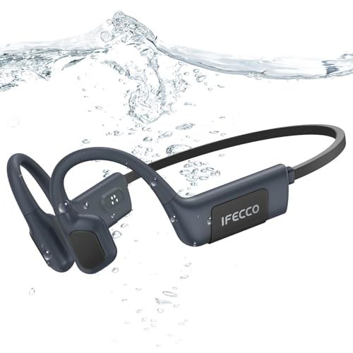 IFECCO 骨伝導イヤホン IP68 水泳用 完全防水- ワイヤレス6.0, 32GB内蔵 MP3, 超軽量, こつでんどう イヤホン, プール ランニング サイクリング対応, テクノブラックkk 2bf3539b
