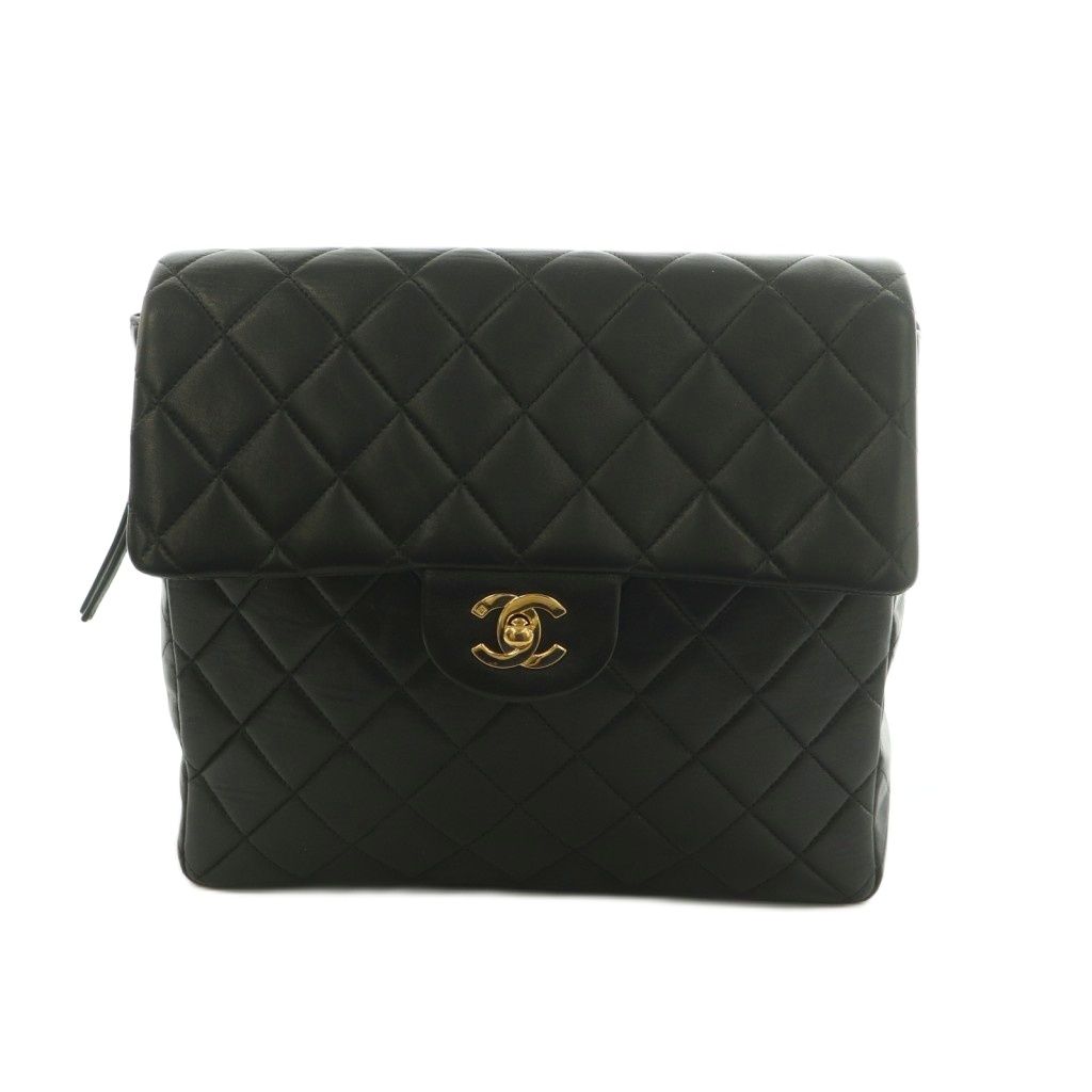 シャネル CHANEL 9番台 ココマーク ラムスキン リュックサック バックパック キルティング 黒 /MI ■OS ■OH