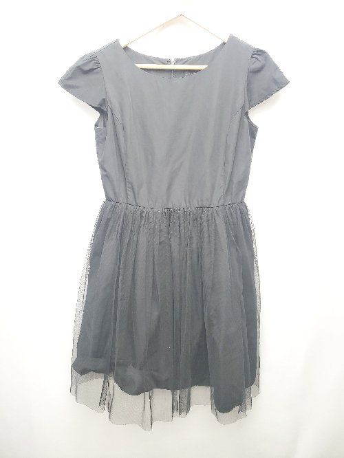 ◇ Ray BEAMS レイ ビームス レース 大人かわいい 無地 半袖 ロング ワンピース サイズ1 ブラック レディース P 【1402160006424】
