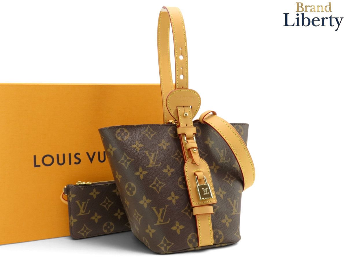【新古品】ルイヴィトン LOUIS VUITTON モノグラム オール イン BB ショルダーバッグ ハンドバッグ バケットバッグ ポーチ付き ダークブラウン PVC カーフレザー M12925