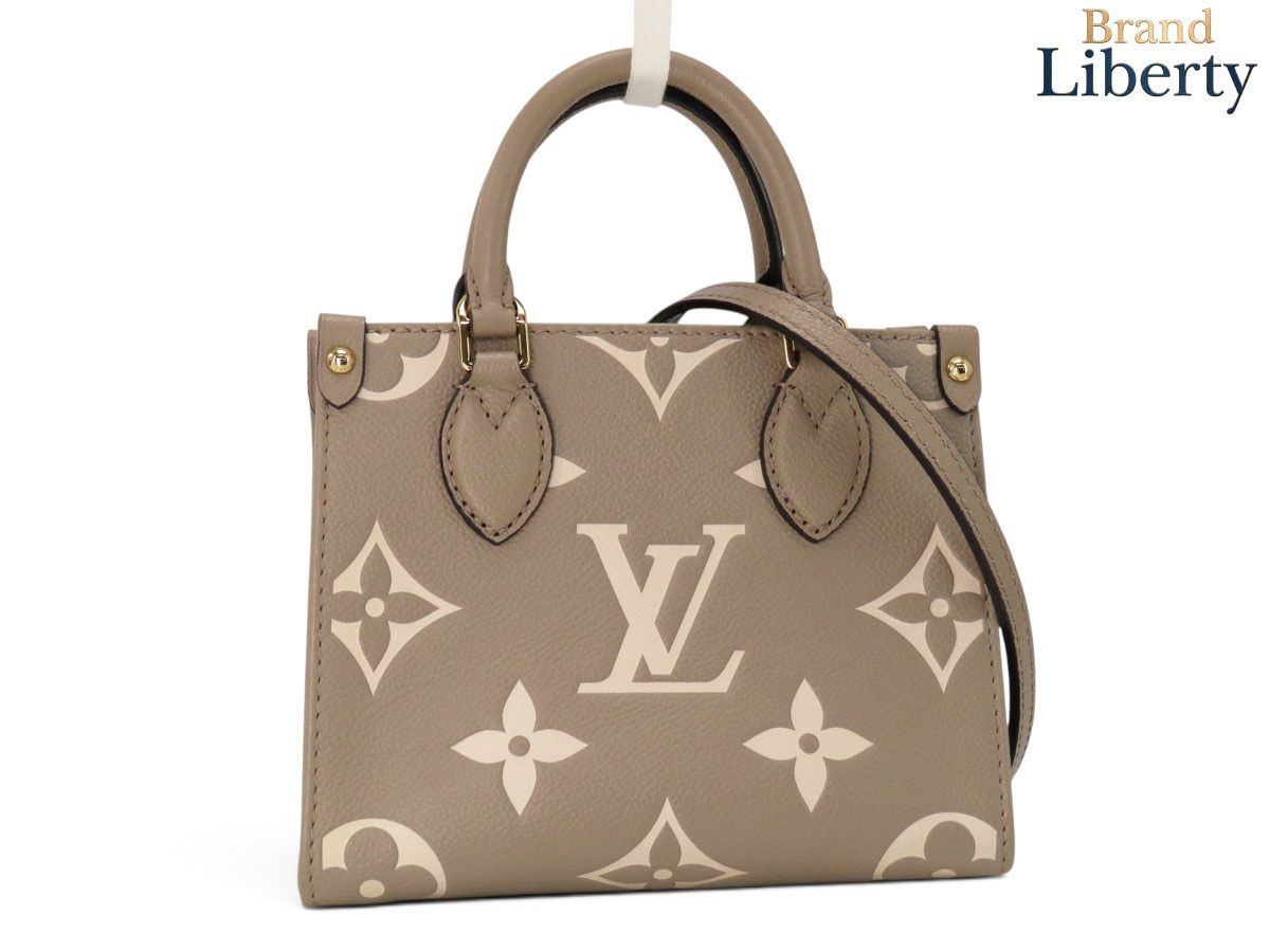 【ほぼ新品】ルイヴィトン LOUIS VUITTON バイカラー モノグラム アンプラント オンザゴーBB 2WAY ミニハンドバッグ トートバッグ 斜め掛け ショルダーバッグ ショルダーポーチ ポシェット トゥルトレール クレーム ベージュ カーフレザー M