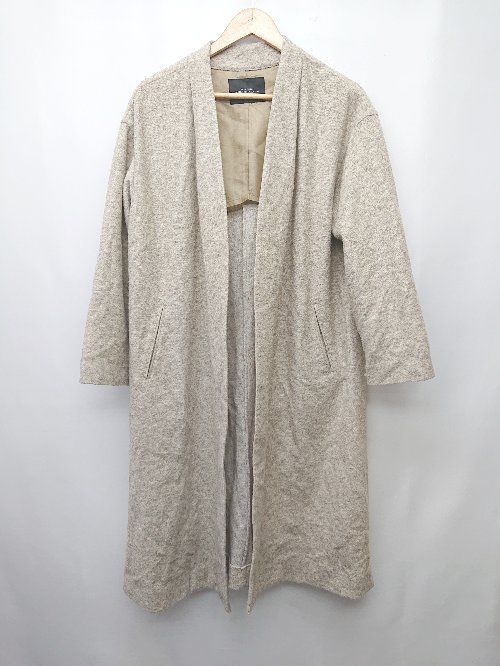 ◇ ◎ green label relaxing UNITED ARROWS サイドスリット ウール混 長袖 コート サイズ38 グレージュ系 レディース P 【1402270005232】